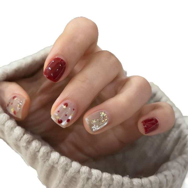 Nail set with sparkling glitter details and creative designs Kalsten