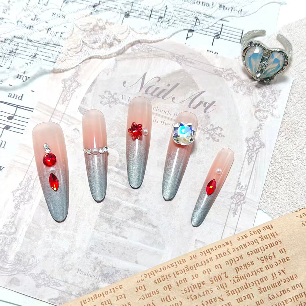 Sparkling artificial nails with decorative rhinestones Kalsten