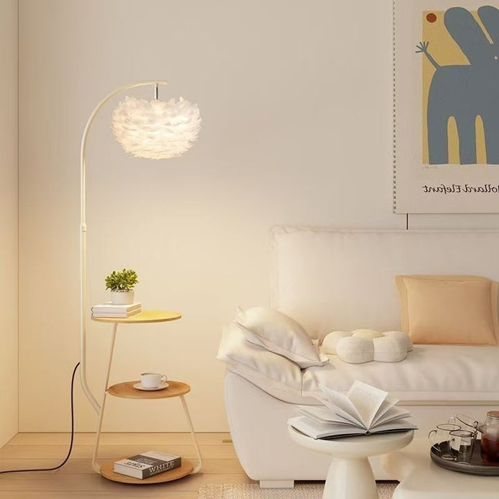 Artistic Floor Lamp with Elegant Feather Shade
