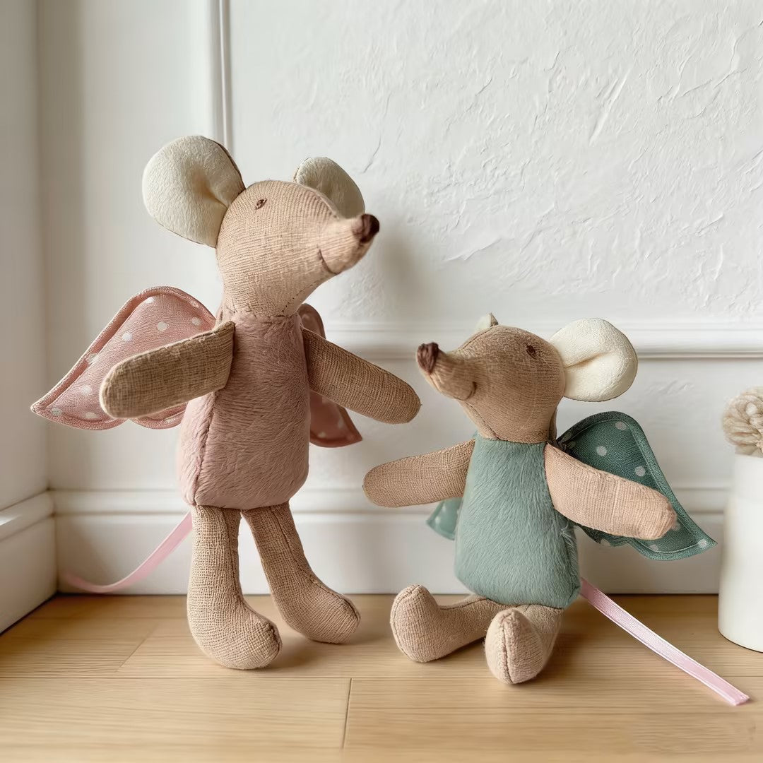 Handcrafted Cotton Plush Mouse Doll with Crocheted Dress