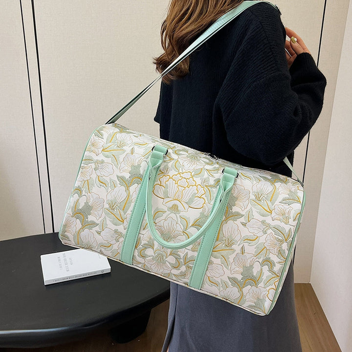 Elegant Floral Print Travel Duffle Bag Kalsten