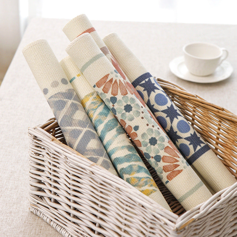 Woven placemat made of cotton blend with geometric diamond trim and fine texture Kalsten