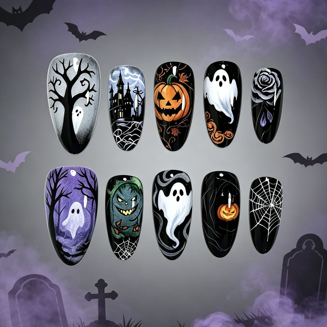 Halloween-Themed Press-On Nail Art Design Set Kalsten