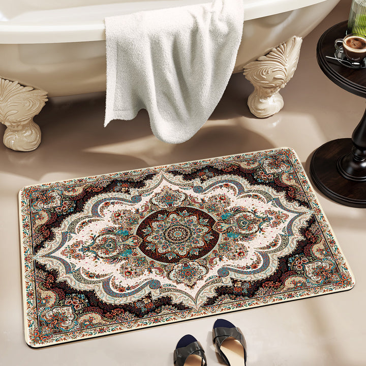 Vintage Floral Design Bath Mat Kalsten