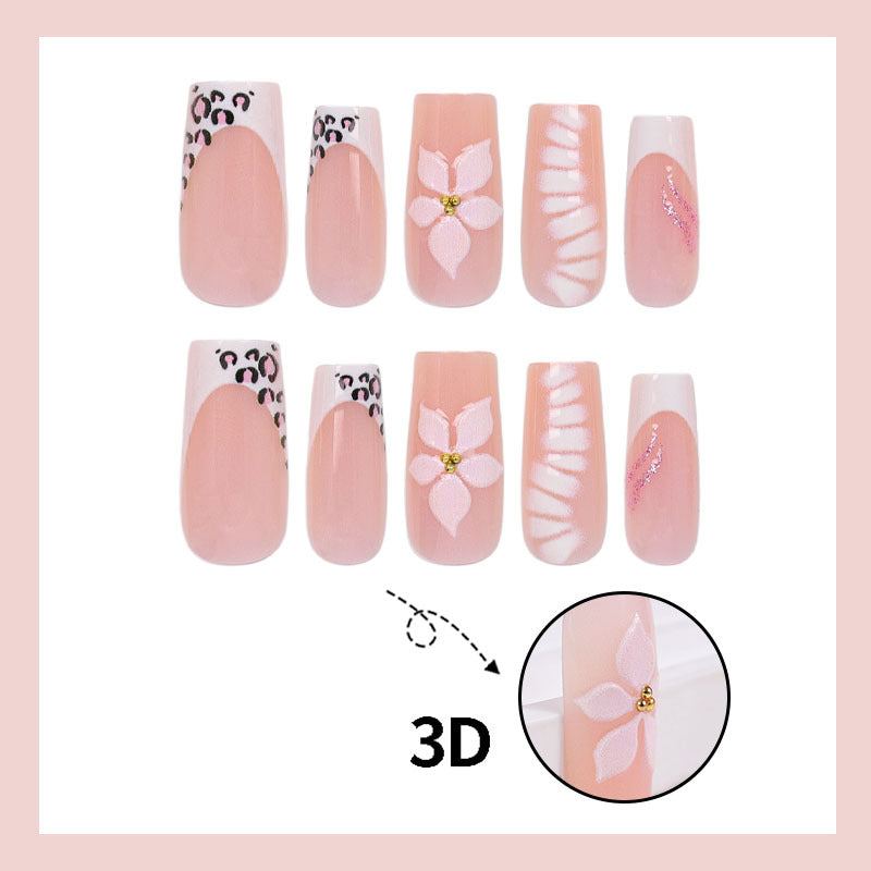 Elegant artificial nail set with floral and animal accents Kalsten