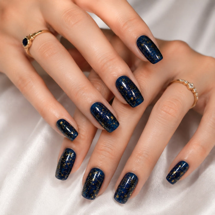 Artistic Press-On Nail Set with Celestial Design Kalsten