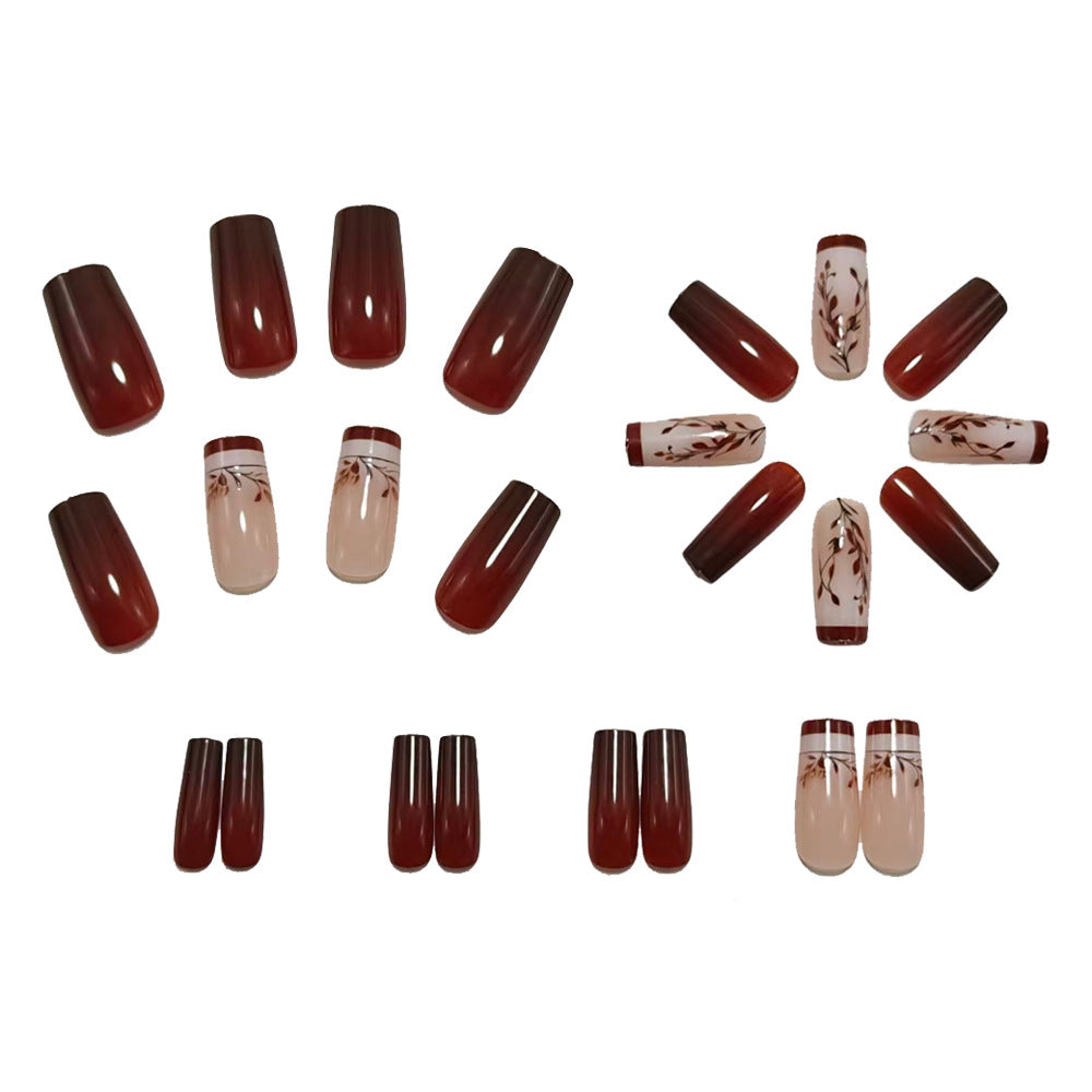 Artificial Nail Art with Elegant Leaves Design Kalsten