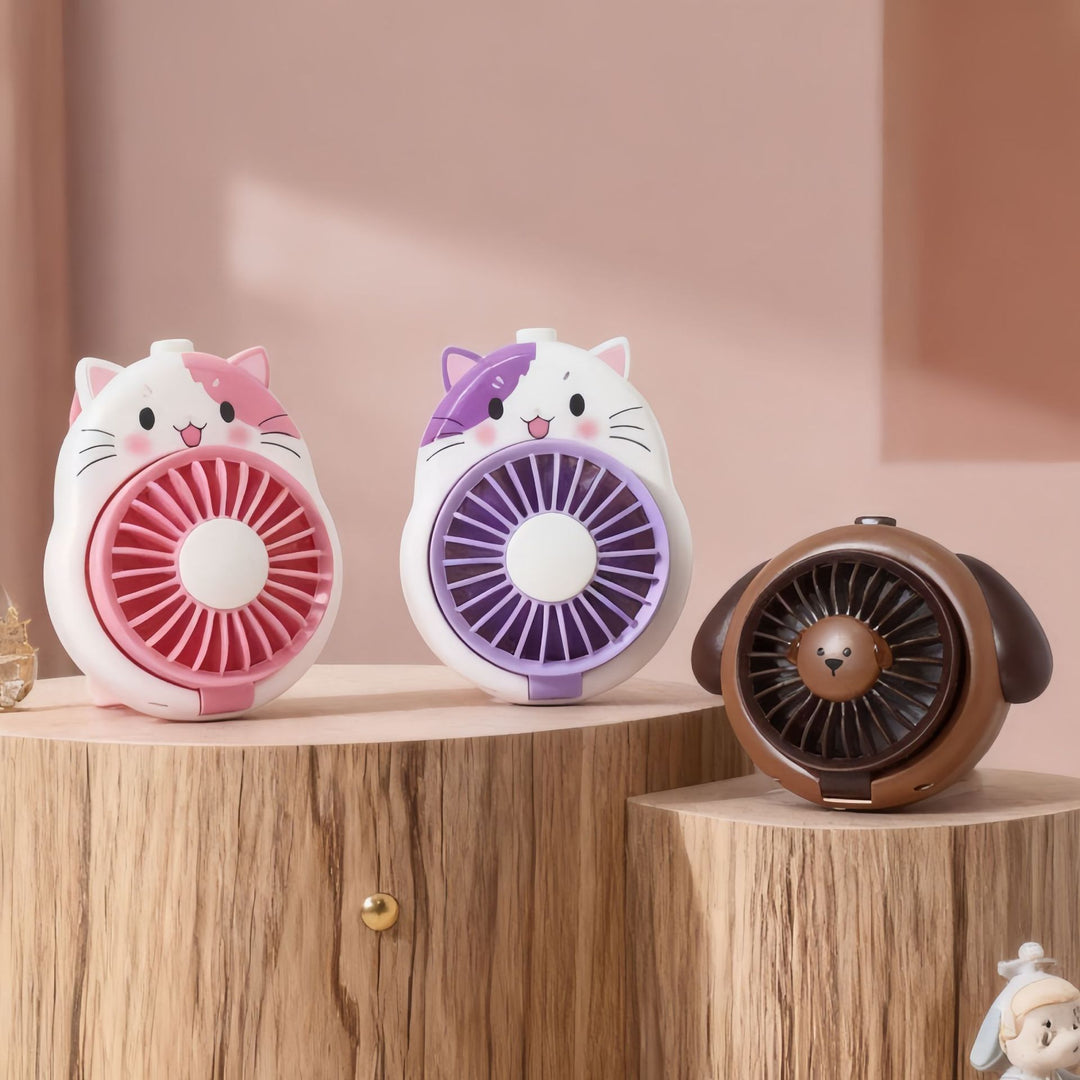 Women's Portable Hand Fan in Playful Dog Design Kalsten