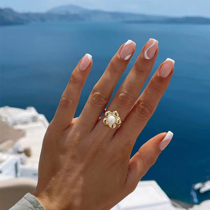 Natural artificial nails with elegant French design Kalsten