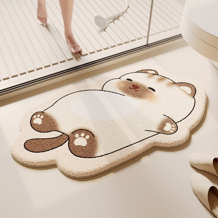 Cartoon Dog-Themed Plush Bath Mat