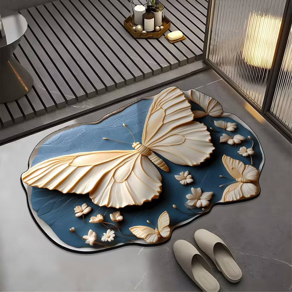 Decorative Butterfly Bath Mat Kalsten