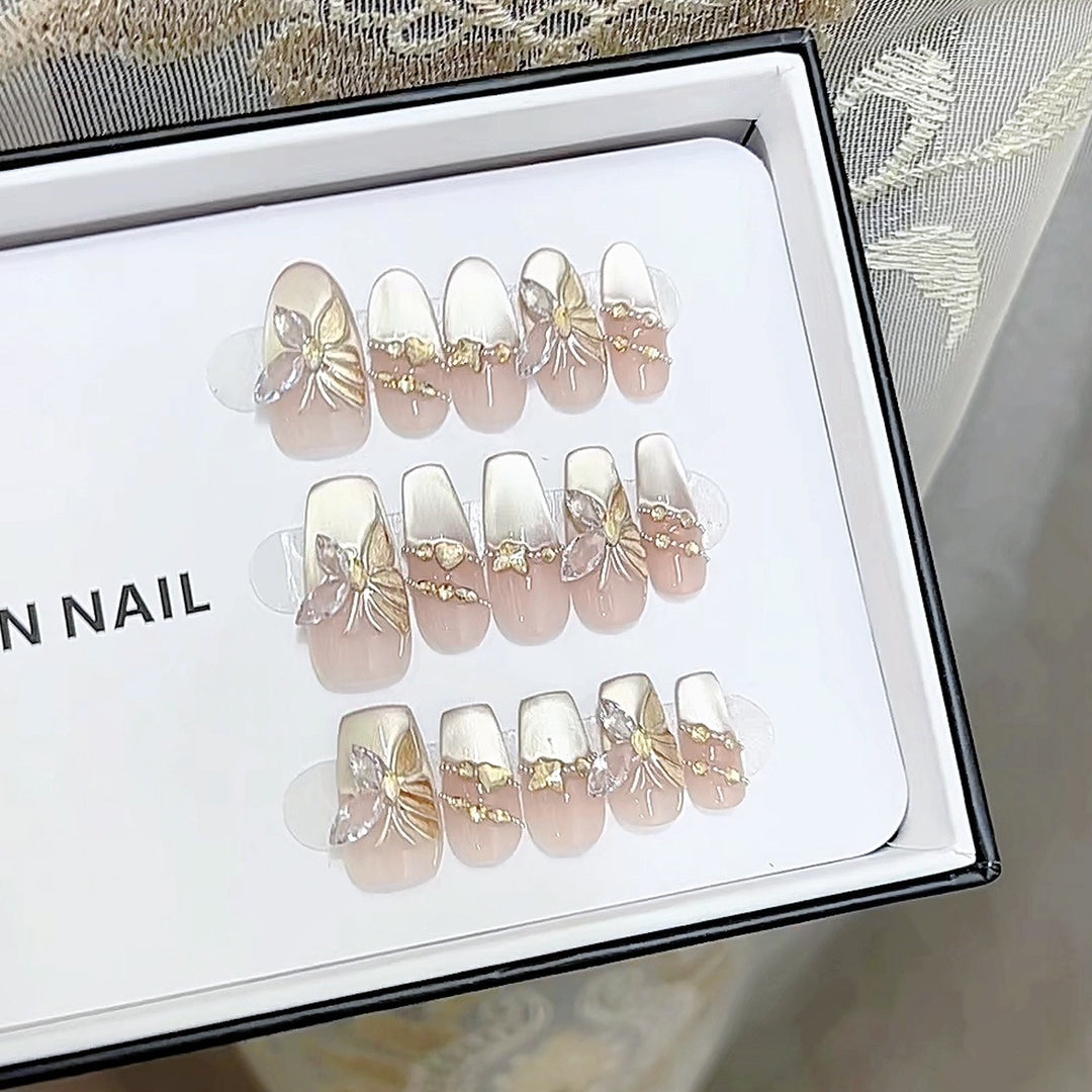 Butterfly-Inspired Luxury Press-On Nail Set Kalsten