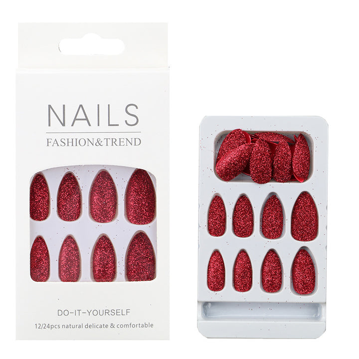 Glittering Almond-Shaped Press-On Nail Tips Kalsten