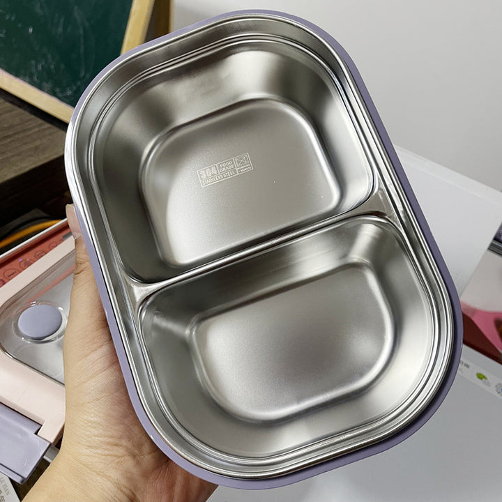 Multi-Compartment Leak-Proof Food Storage Container with Glass Lid