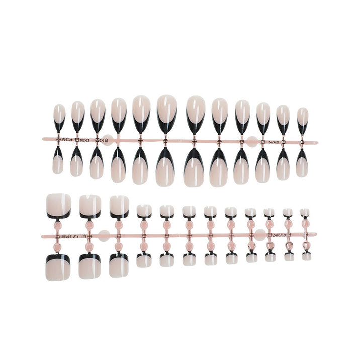 Stylish Press-On Nail Art Set with Elegant Gold Accents Kalsten