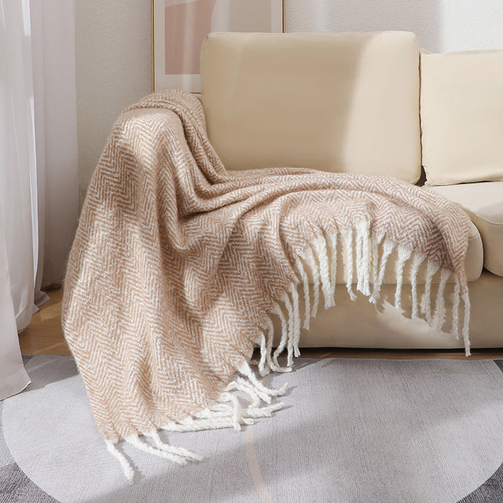Stylish Herringbone Throw Blanket