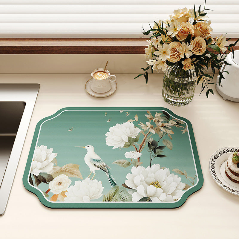 Vintage Floral Design Kitchen Mat