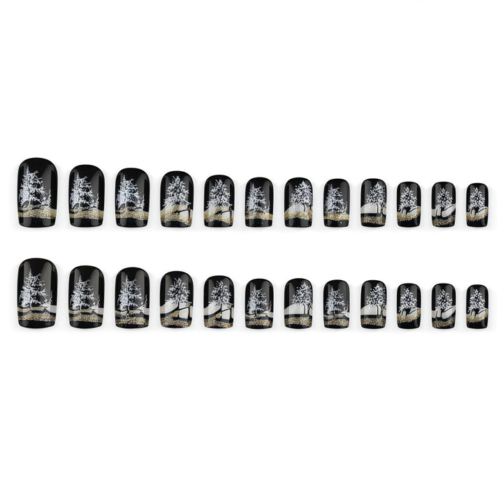 Artificial nails with romantic winter forest pattern Kalsten
