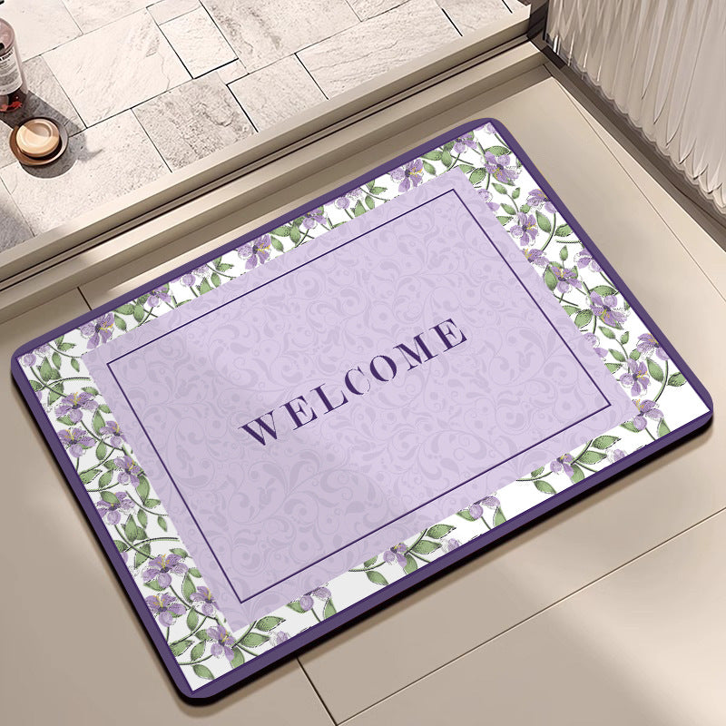 Vintage Floral Pattern Bath Mat Kalsten