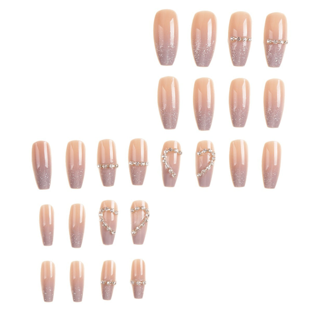 Heart-Shaped Rhinestone Press-On Nail Art Kalsten