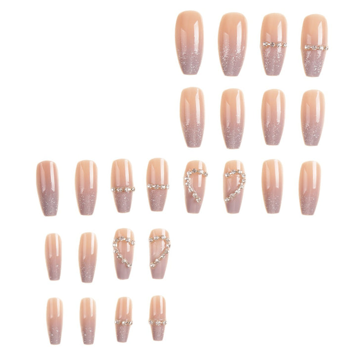 Heart-Shaped Rhinestone Press-On Nail Art Kalsten