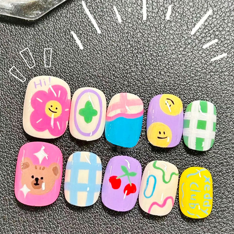 Artistic Cat-Themed Press-On Nail Art Set Kalsten