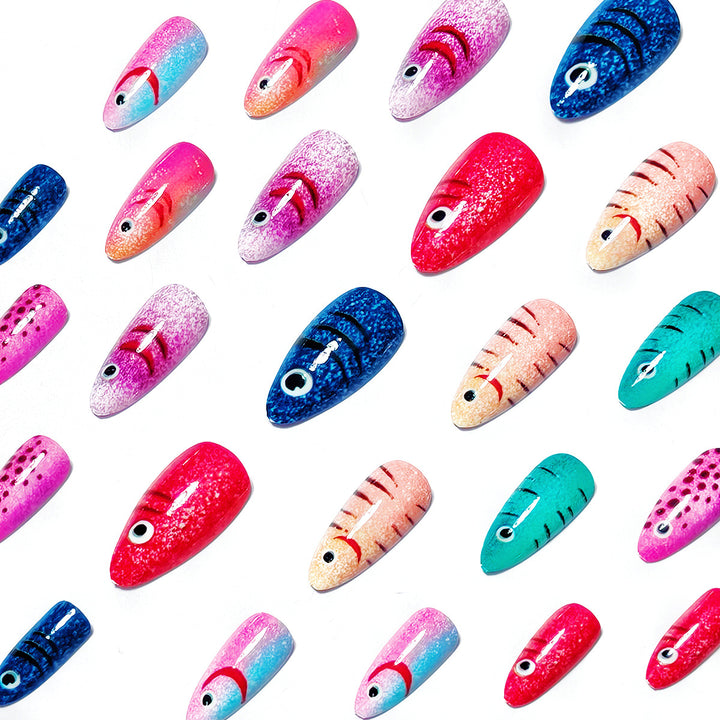 Creative artificial nails with cheerful fish design Kalsten