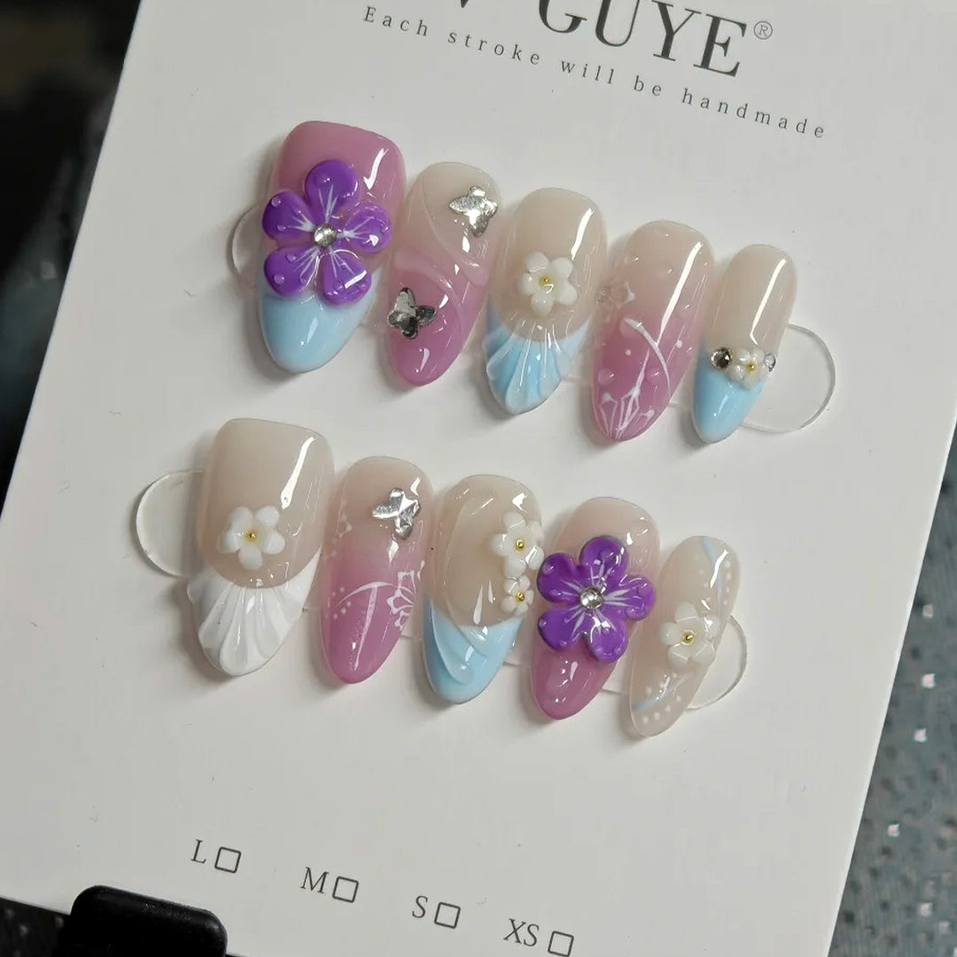 Decorative Floral Press-On Nail Set Kalsten