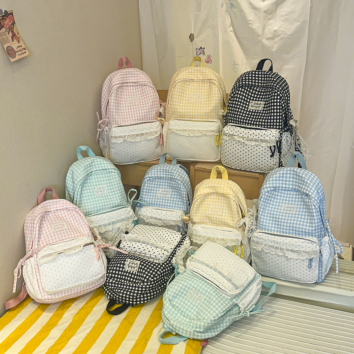Stylish Gingham Patterned Backpack Kalsten