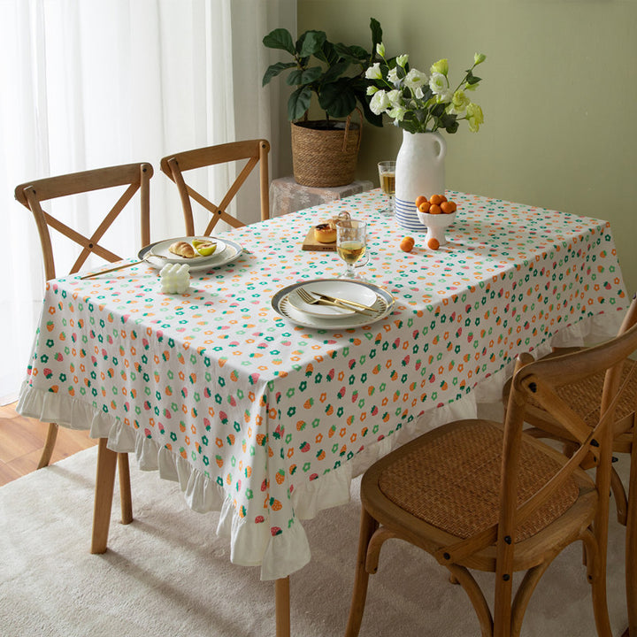 Ruffled Floral Pattern Tablecloth