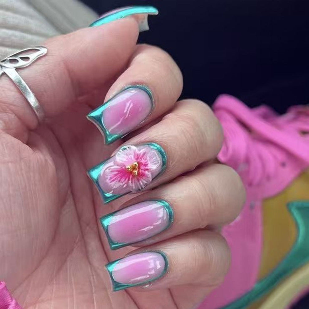 Elegant Artificial Nails with French Manicure and Glitter Effects Kalsten