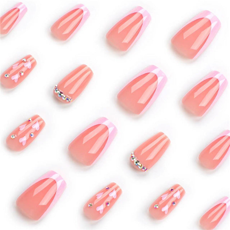 Elegant Long Press-On Nail Set with Rhinestone Accents Kalsten