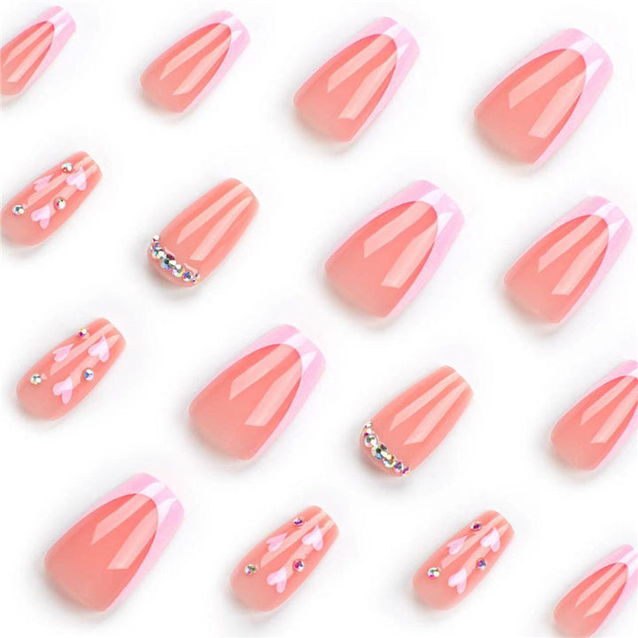 Elegant Long Press-On Nail Set with Rhinestone Accents Kalsten