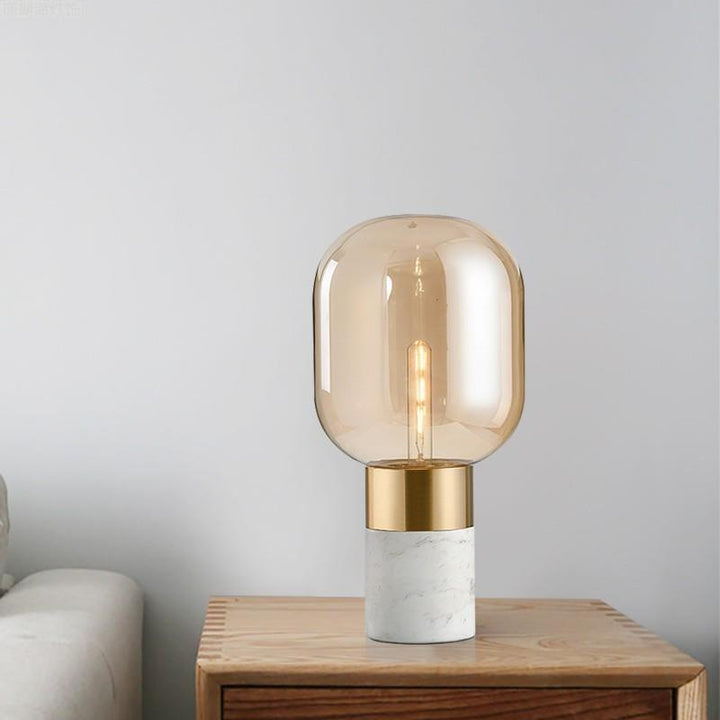 Contemporary Glass Table Lamp with Metallic Base