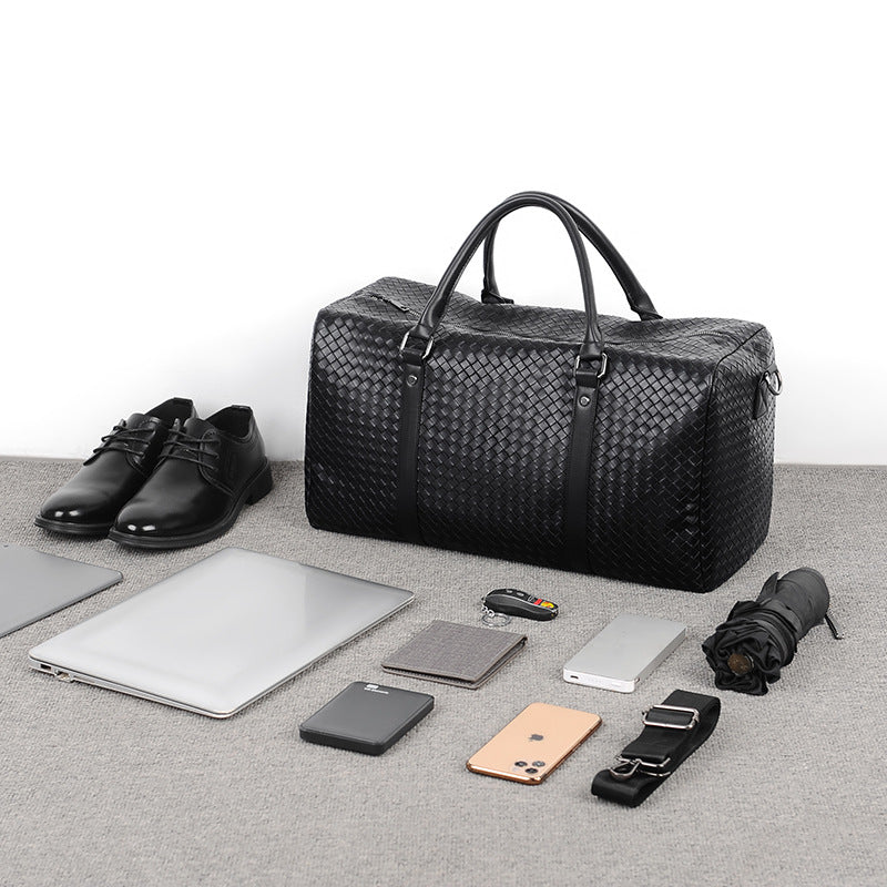 Woven Leather Travel Duffle Bag Kalsten