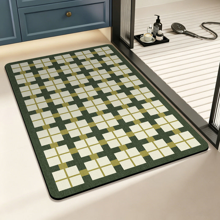 Geometric Checkered Floor Mat