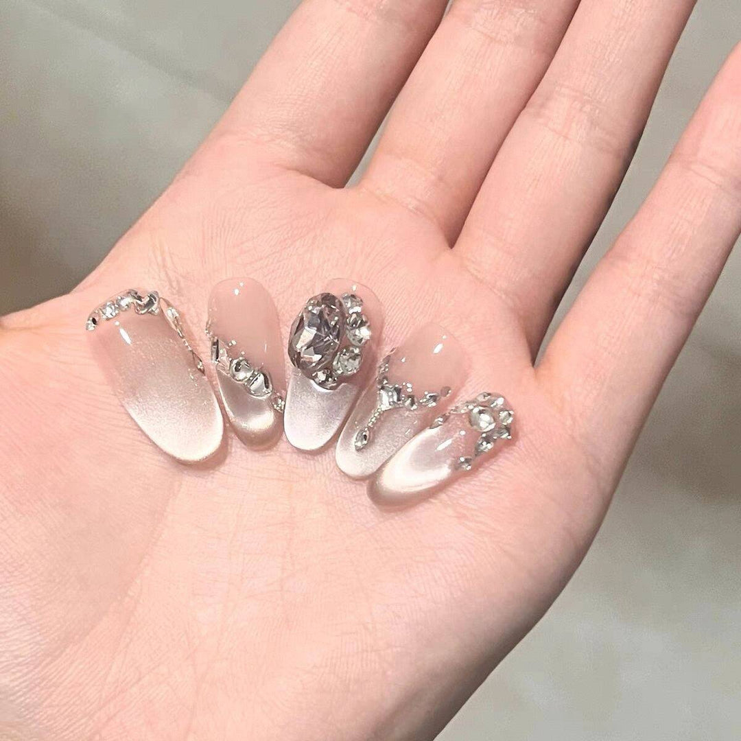 Elegant Decorative Press-On Nail Extensions with Pearls Kalsten