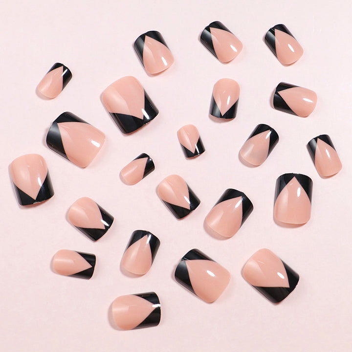 Elegant Black French Tip Press-On Nails Kalsten