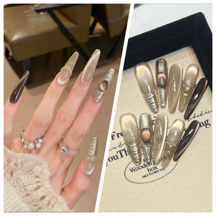 Artistic Stiletto Press-On Nail Set with Charming Patterns Kalsten