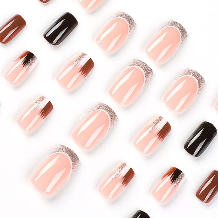 Elegant Artificial Nail Extensions with Ombre and Glitter Details Kalsten