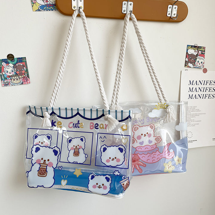 Cute Animal-Themed Transparent Tote Bag