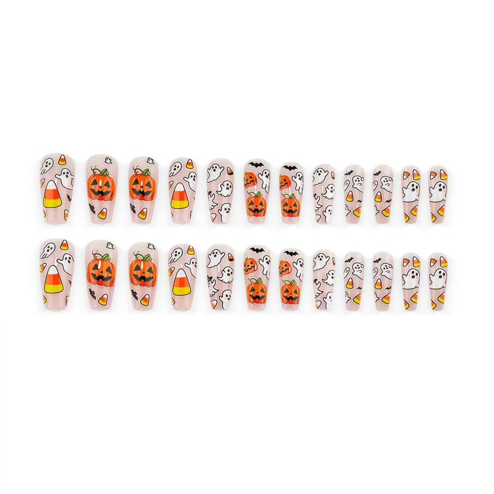 Creative Halloween Art Nails in Ghost and Pumpkin Design Kalsten