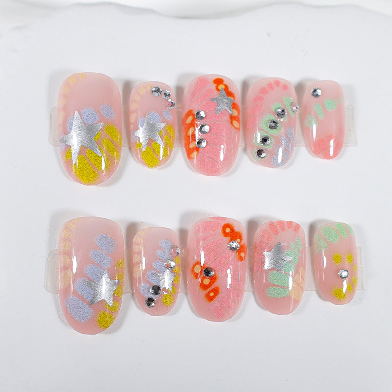 Acrylic nail set with creative designs and glitter accents Kalsten