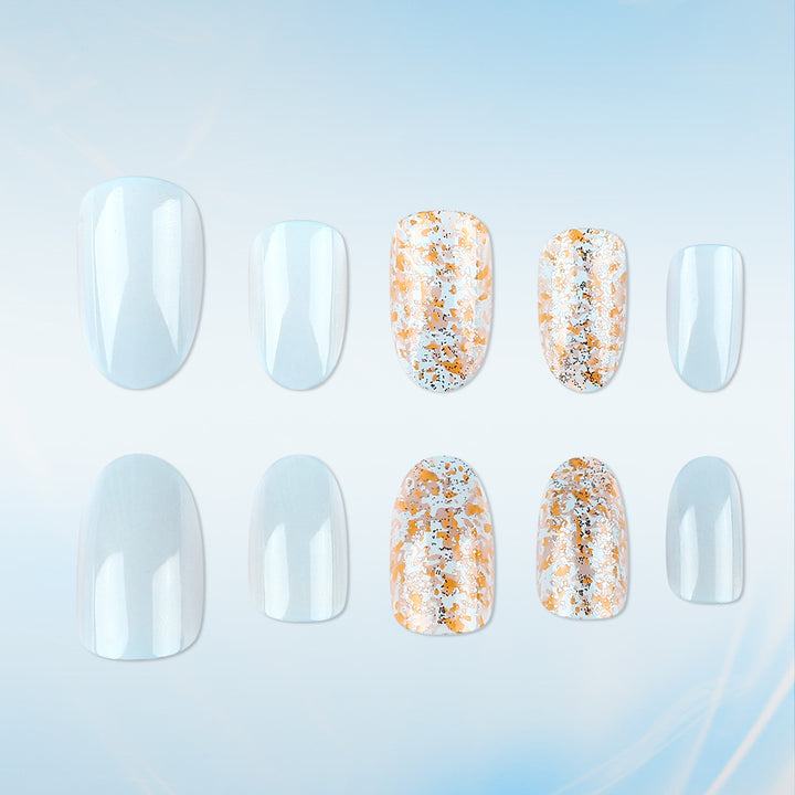 Elegant Press-On Nail Art Set with Glitter Accents Kalsten