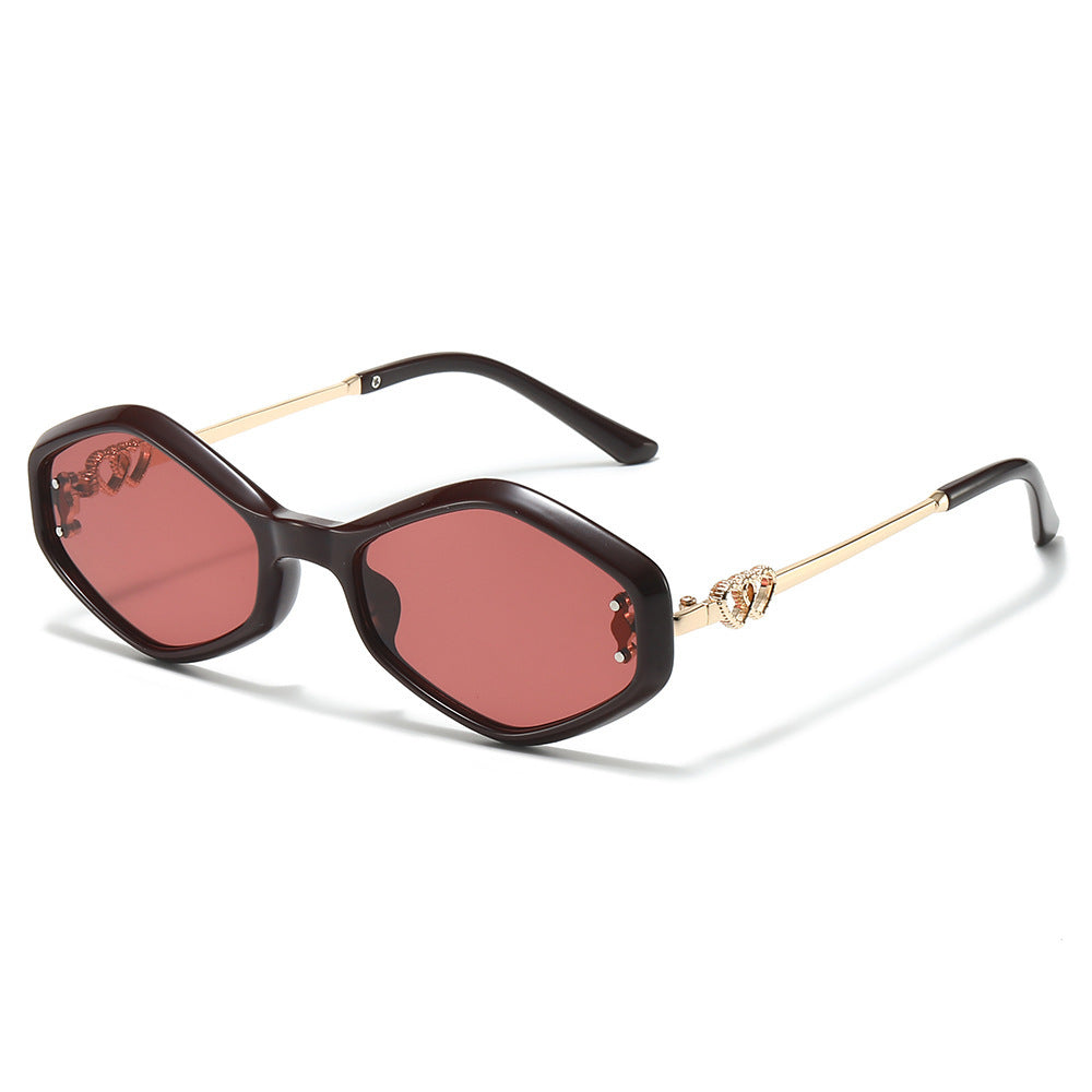 Geometric Frame Sunglasses with Rhinestone Accents Kalsten