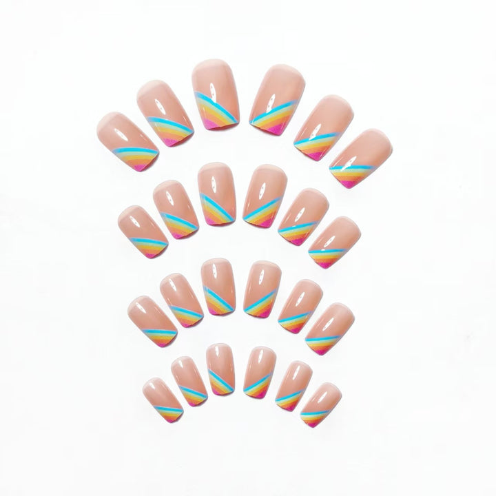 Elegant Rainbow French Tip Nail Art Kalsten