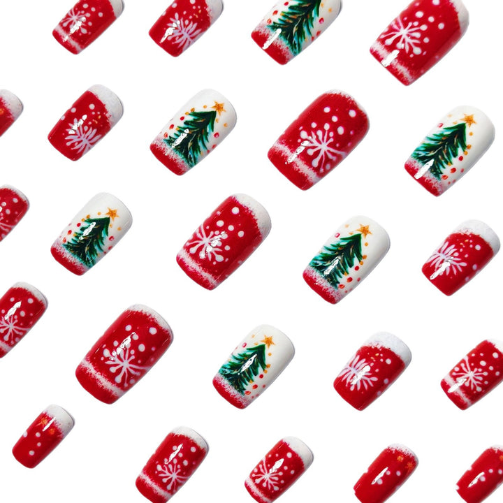 Artificial nails with festive Christmas tree motif Kalsten