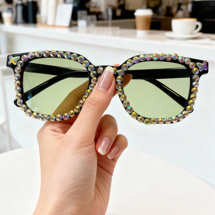 Crystal-Embellished Cat Eye Sunglasses Kalsten