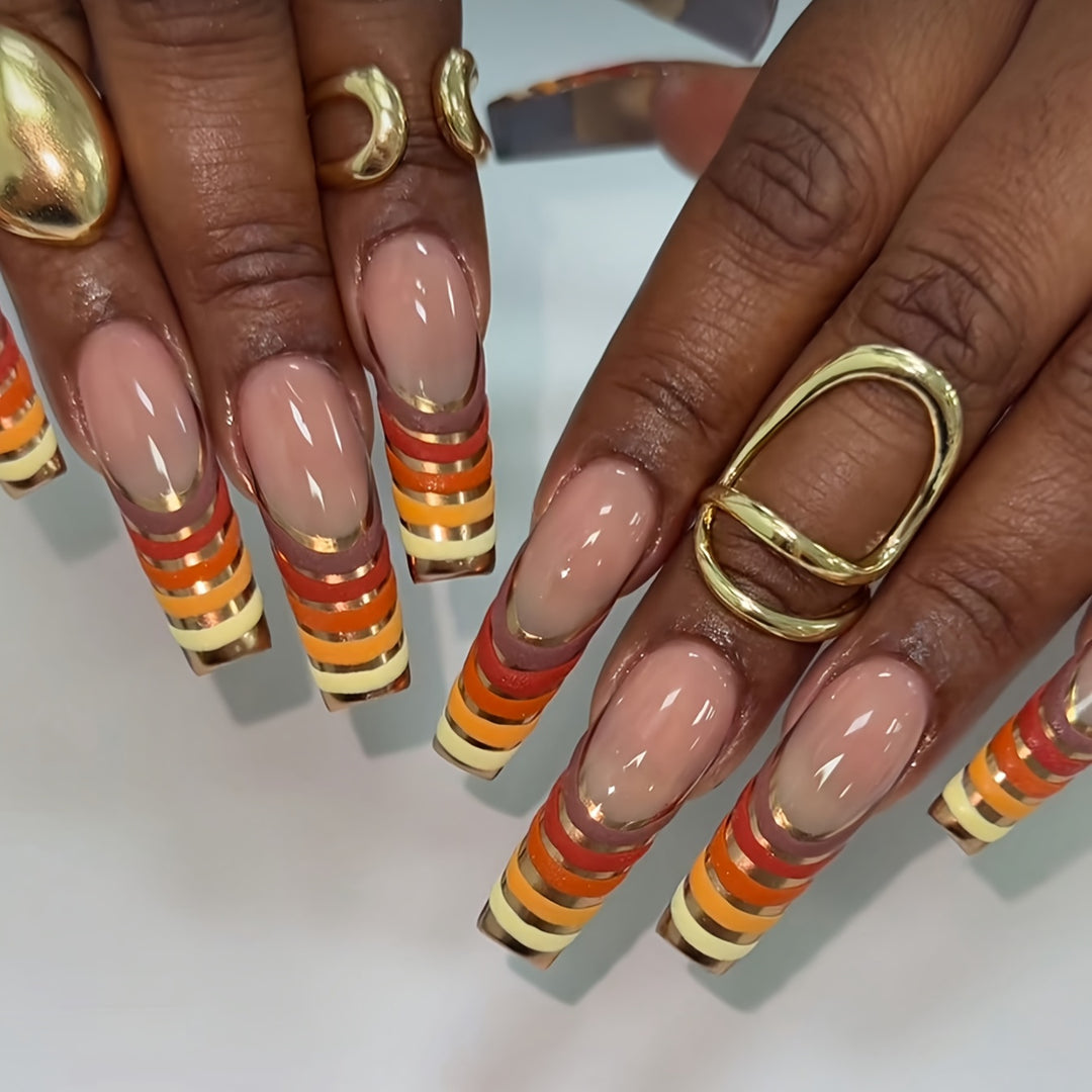 Striped Acrylic Nail Extensions Kalsten