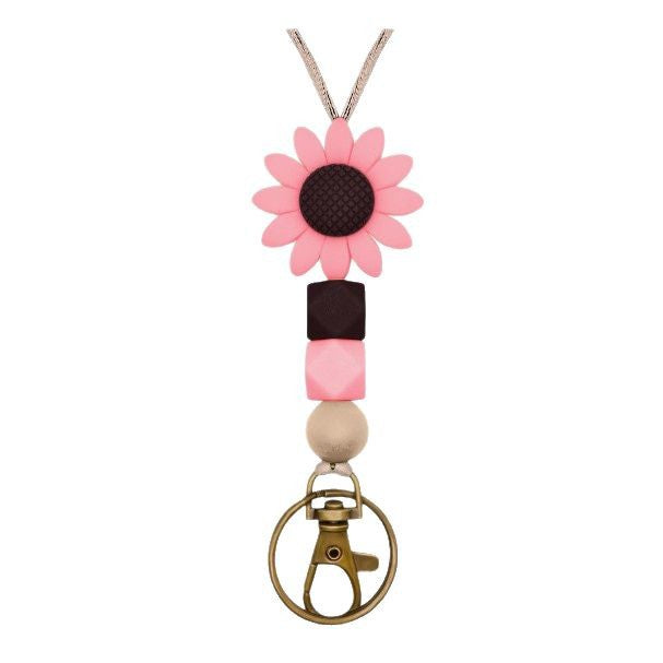 Colorful Flower-Themed Beaded Keychain Holder Kalsten